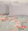 Grey Floral 160 TC Cotton Single Bed Sized Bed Sheets With 1 Pillow Cover