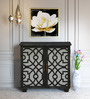 Vedant Solid Wood Cabinet with Fret Work in Black Wash Finish
