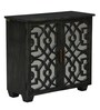 Vedant Solid Wood Cabinet with Fret Work in Black Wash Finish
