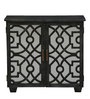Vedant Solid Wood Cabinet with Fret Work in Black Wash Finish