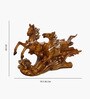 Golden 2 Running Horse Wooden Showpiece