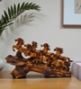 Wooden Finish 7 Horses Showpiece