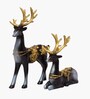 Blue Deer Metallic Showpiece Set Of 2