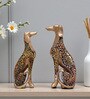Golden Dog Showpiece Set Of 2