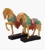 Golden Jewellery Horse Showpiece Set Of 2