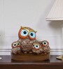 Mud Color Owl Showpiece 4 Peice Set