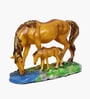 Brown Water Horse With Foal Showpiece