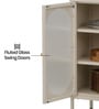 Vedik Metal Crockery Unit with Fluted Glass Door Open Display Shelf and Dual Drawer Storage