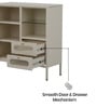 Vedik Metal Crockery Unit with Fluted Glass Door Open Display Shelf and Dual Drawer Storage