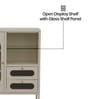 Vedik Metal Crockery Unit with Fluted Glass Door Open Display Shelf and Dual Drawer Storage