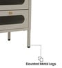 Vedik Metal Crockery Unit with Fluted Glass Door Open Display Shelf and Dual Drawer Storage
