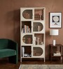 Vedik Multi-Purpose Metal Bookshelf with Patterned Doors Open & Closed Storage and Powder-Coated Metal Frame