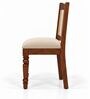 Vedika 6 Seater Dining Set In Provincial Teak Finish With Beige Colour Chair Vedika 6 Seater Dining Set In Provincial Teak Finish With Beige Colour Chair