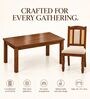 Vedika 6 Seater Dining Set In Provincial Teak Finish With Beige Colour Chair Vedika 6 Seater Dining Set In Provincial Teak Finish With Beige Colour Chair
