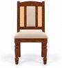 Vedika 6 Seater Dining Set In Provincial Teak Finish With Beige Colour Chair Vedika 6 Seater Dining Set In Provincial Teak Finish With Beige Colour Chair