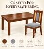 Vedika 6 Seater Dining Set In Provincial Teak Finish With Grey Colour Chair Vedika 6 Seater Dining Set In Provincial Teak Finish With Grey Colour Chair
