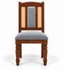 Vedika 6 Seater Dining Set In Provincial Teak Finish With Grey Colour Chair Vedika 6 Seater Dining Set In Provincial Teak Finish With Grey Colour Chair