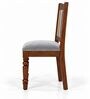 Vedika 6 Seater Dining Set In Provincial Teak Finish With Grey Colour Chair Vedika 6 Seater Dining Set In Provincial Teak Finish With Grey Colour Chair