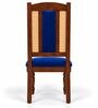 Vedika 6 Seater Dining Set In Provincial Teak Finish With Navy Blue Colour Chair Vedika 6 Seater Dining Set In Provincial Teak Finish With Navy Blue Colour Chair