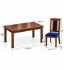Vedika 6 Seater Dining Set In Provincial Teak Finish With Navy Blue Colour Chair Vedika 6 Seater Dining Set In Provincial Teak Finish With Navy Blue Colour Chair