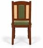 Vedika 6 Seater Dining Set In Provincial Teak Finish With Olive Green Colour Chair Vedika 6 Seater Dining Set In Provincial Teak Finish With Olive Green Colour Chair
