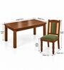 Vedika 6 Seater Dining Set In Provincial Teak Finish With Olive Green Colour Chair Vedika 6 Seater Dining Set In Provincial Teak Finish With Olive Green Colour Chair