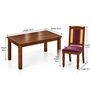 Vedika 6 Seater Dining Set In Provincial Teak Finish With Plum Colour Chair Vedika 6 Seater Dining Set In Provincial Teak Finish With Plum Colour Chair