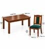 Vedika 6 Seater Dining Set In Provincial Teak Finish With Teal Green Colour Chair Vedika 6 Seater Dining Set In Provincial Teak Finish With Teal Green Colour Chair