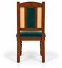 Vedika 6 Seater Dining Set In Provincial Teak Finish With Teal Green Colour Chair Vedika 6 Seater Dining Set In Provincial Teak Finish With Teal Green Colour Chair