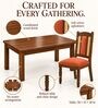 Vedika 6 Seater Dining Set In Provincial Teak Finish With Terracotta Orange Colour Chair Vedika 6 Seater Dining Set In Provincial Teak Finish With Terracotta Orange Colour Chair