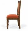Vedika 6 Seater Dining Set In Provincial Teak Finish With Terracotta Orange Colour Chair Vedika 6 Seater Dining Set In Provincial Teak Finish With Terracotta Orange Colour Chair