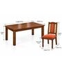Vedika 6 Seater Dining Set In Provincial Teak Finish With Terracotta Orange Colour Chair Vedika 6 Seater Dining Set In Provincial Teak Finish With Terracotta Orange Colour Chair
