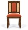 Vedika 6 Seater Dining Set In Provincial Teak Finish With Terracotta Orange Colour Chair Vedika 6 Seater Dining Set In Provincial Teak Finish With Terracotta Orange Colour Chair