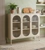 Vedra Metal Crockery Unit with Fluted Glass Swing Doors Adjustable Shelves and Spacious Dining Storage