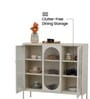 Vedra Metal Crockery Unit with Fluted Glass Swing Doors Adjustable Shelves and Spacious Dining Storage