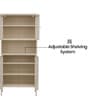 Vedra Multi-Purpose Metal Bookshelf with Fluted Glass Swing Doors Adjustable Shelves and Powder-Coated Frame
