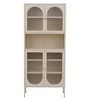 Vedra Multi-Purpose Metal Bookshelf with Fluted Glass Swing Doors Adjustable Shelves and Powder-Coated Frame