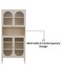 Vedra Multi-Purpose Metal Bookshelf with Fluted Glass Swing Doors Adjustable Shelves and Powder-Coated Frame