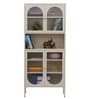 Vedra Multi-Purpose Metal Bookshelf with Fluted Glass Swing Doors Adjustable Shelves and Powder-Coated Frame