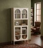 Vedra Multi-Purpose Metal Bookshelf with Fluted Glass Swing Doors Adjustable Shelves and Powder-Coated Frame