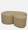 Veeda Boucle Fabric Bench and Stool Set In Camel Colour Veeda Boucle Fabric Bench and Stool Set In Camel Colour