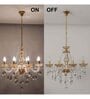 Vela 8 Arm Ceiling Chandelier In Brass  & Clear Finish With Glass Crystal Drops & Trim