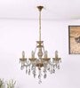 Vela 8 Arm Ceiling Chandelier In Brass  & Clear Finish With Glass Crystal Drops & Trim