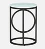 Vella White Porcelain Top End Table With Black Finish