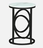 Vella White Porcelain Top End Table With Black Finish