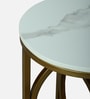 Vella White Porcelain Top End Table With Gold Finish