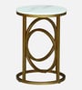 Vella White Porcelain Top End Table With Gold Finish