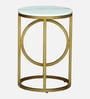 Vella White Porcelain Top End Table With Gold Finish