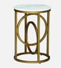 Vella White Porcelain Top End Table With Gold Finish