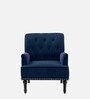 Velora Tufted Back Fabric 1 Seater Sofa In Blue Colour